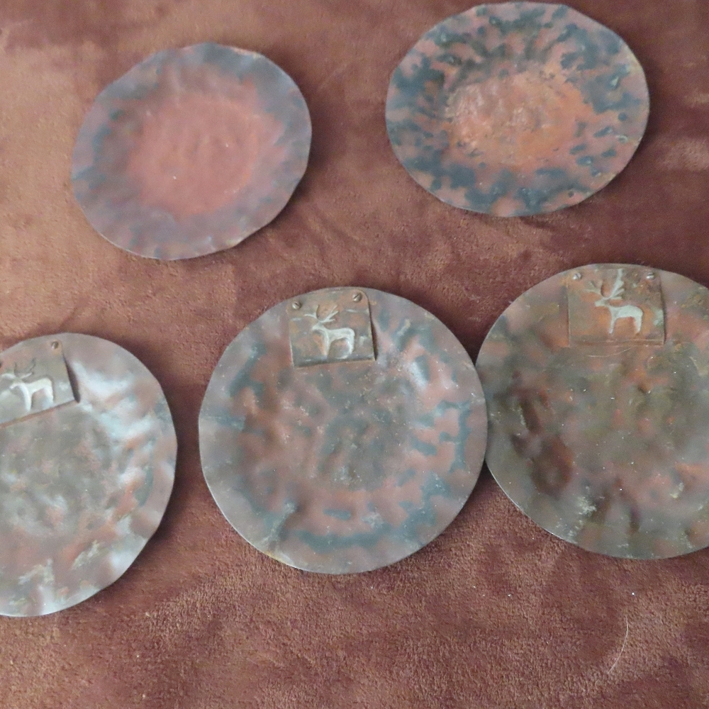 Jan Barboglio Rustic Metal Hammered Plates lot of 5